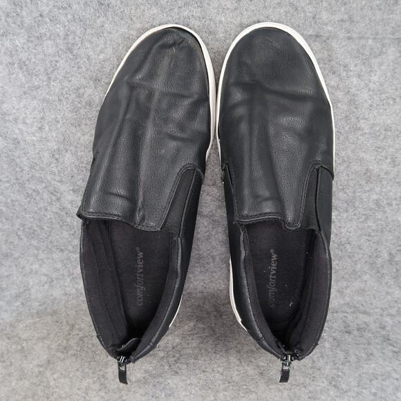 Comfortview Shoes Womens 11 Fashion Sneakers Casual Trainer Black Heel Zip Flat - Picture 6 of 10